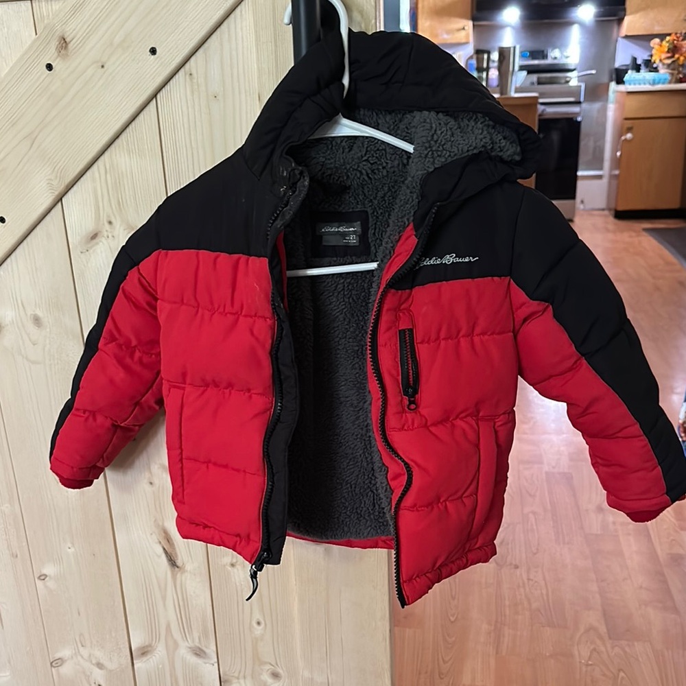 Eddie Bauer Kids Red and Black Puffer Jacket